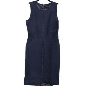 J Crew Sleeveless Dress with Lace Trim Navy